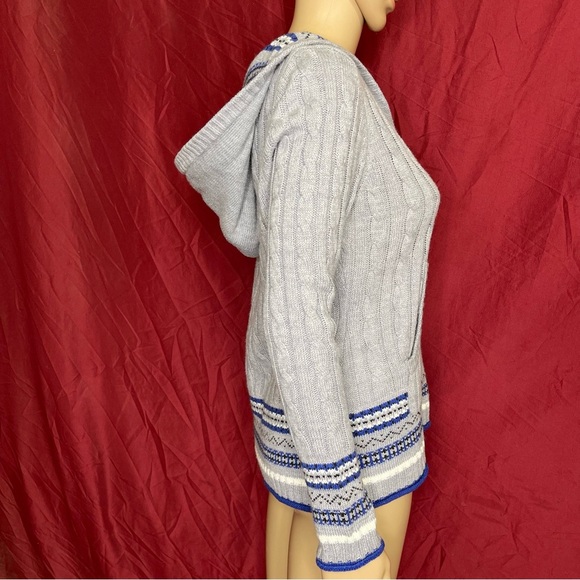 Dressbarn Gray and Blue Hooded Sweater - Picture 5 of 8